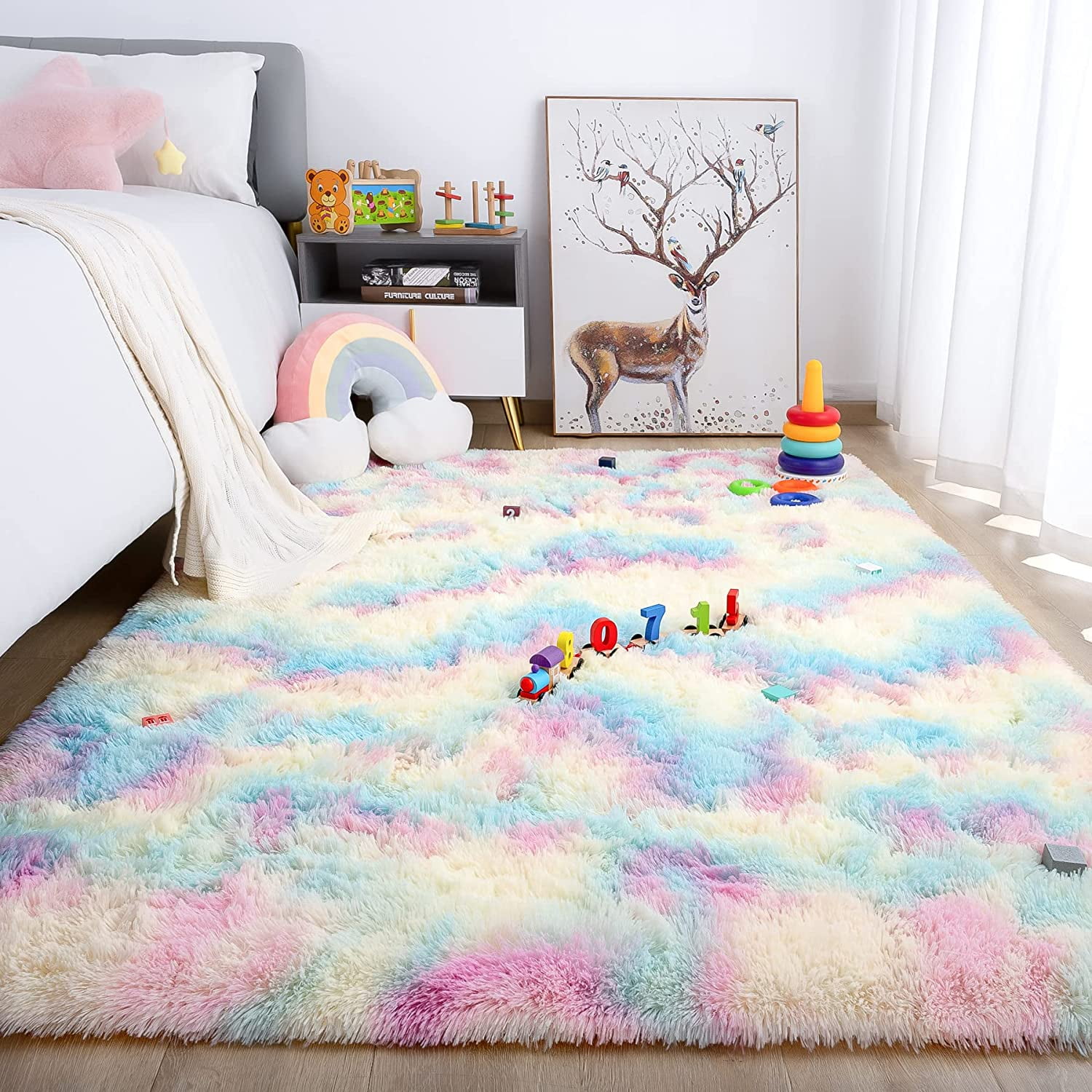 

Lochas Super Soft Plush Tie Dye Velvet Rugs for Home Decor Large Size shaggy Rug Fluffy Carpet For Living Room Bedroom Kids Room 90x150cm