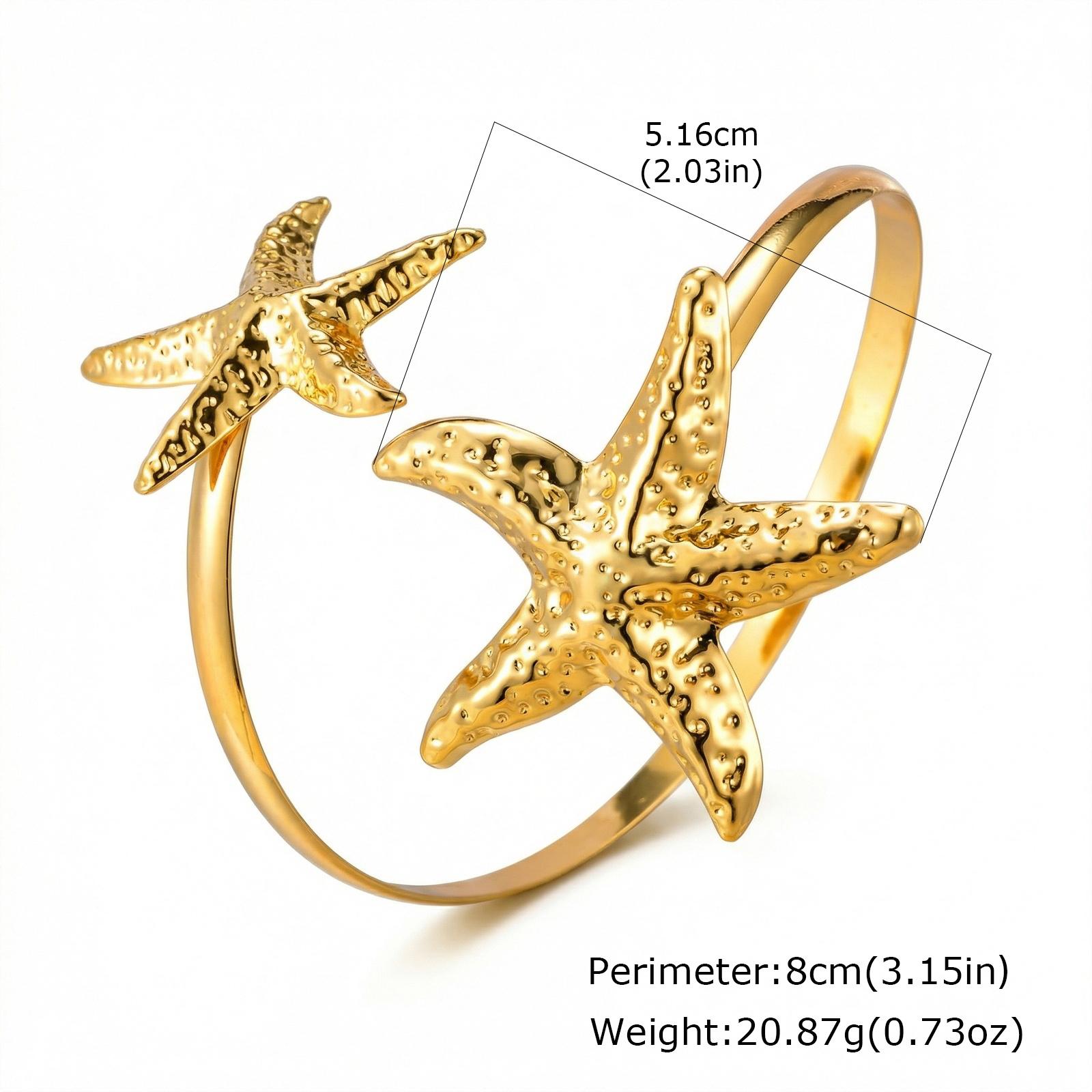 

Bohemian Gold Starfish Open Cuff Bracelet for Women, Geometric Arm Bangle, Beach Fashion Jewelry Trendy Accessories