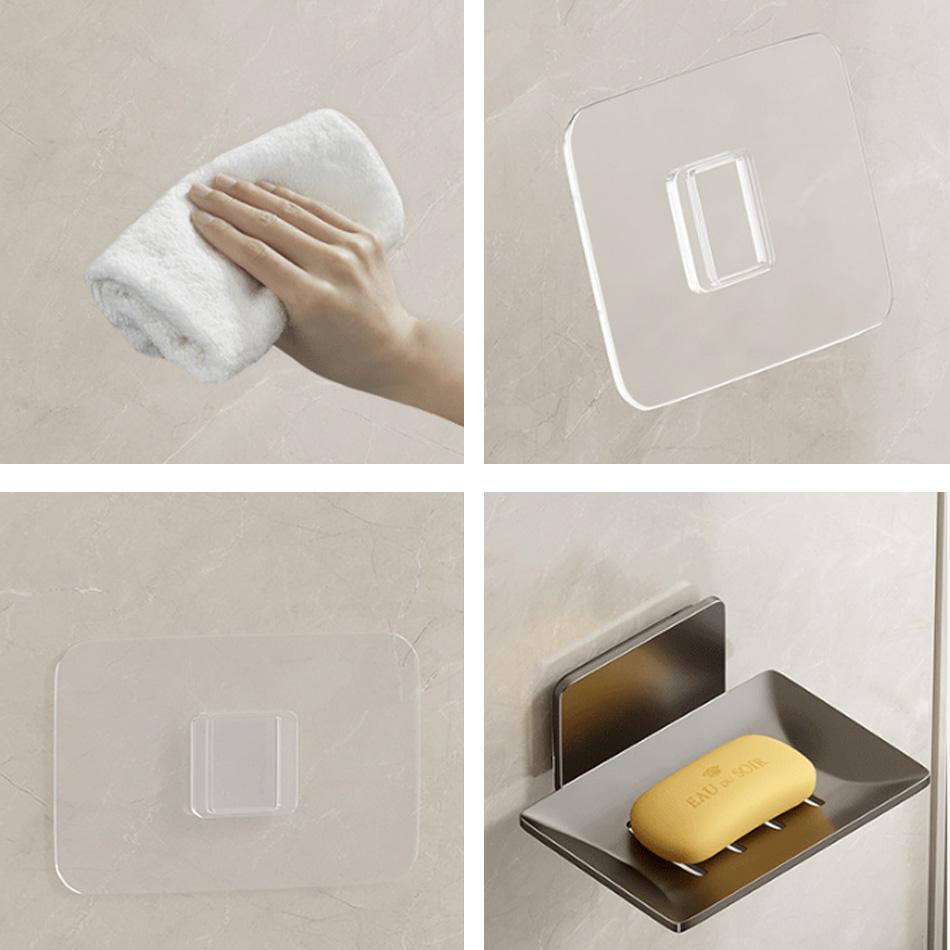 Detachable Soap Dish Holder Adhesive Black White Grey Aluminum Creative Lavatory Hand Wash Bathroom Shower Soap Holders Shelf