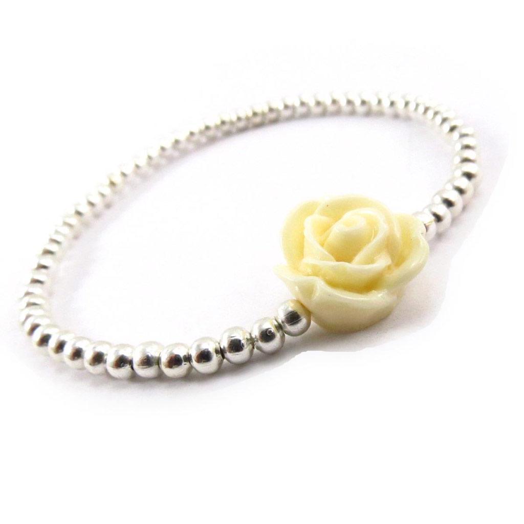 Les Trésors De Lily [J6655] - Designer Bracelet 'Rosa Romantica' Ivory Silver