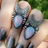 Ins Fashion Women's Ring Hip Hop Style Skull Geometric Vintage Jewelry Moon Opal Jewelry