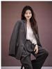 Women's Gray Chenille Suit Set: 2024 Korean Style, Casual Professional with Wide-Leg Pants for Autumn/Winter