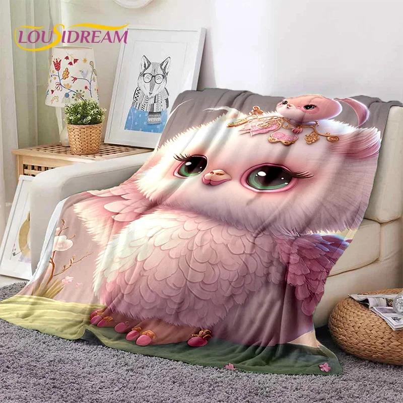 Cute Owl Eagle Birds Cartoon 3D Soft Flannel Blanket for Beds Bedroom Sofa Picnic,Throw Blanket for Cover Outdoors Leisure Gift