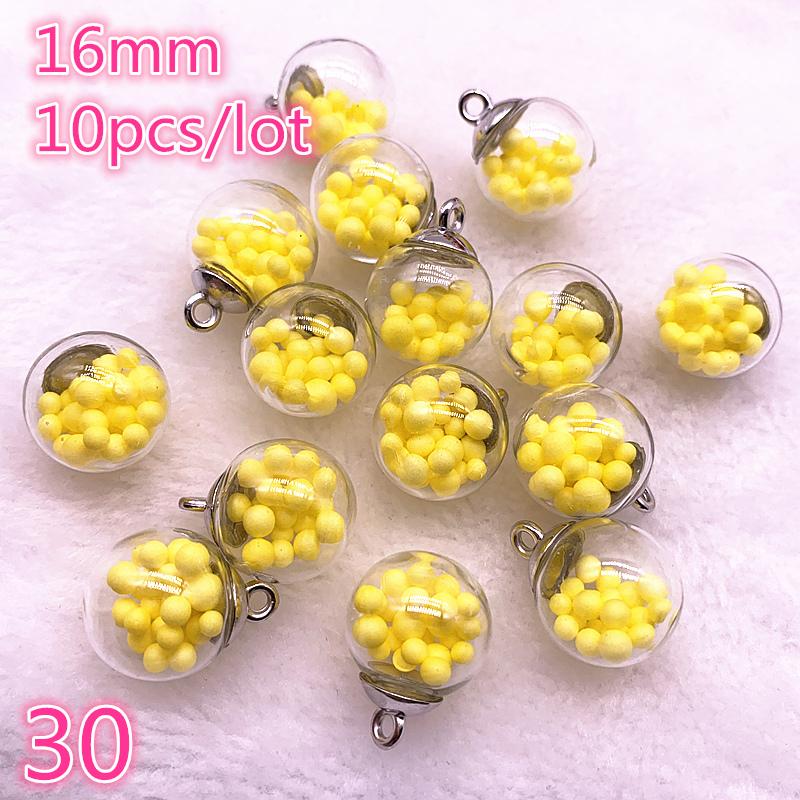 New 16mm Colorful Transparent Ball Glass Star/Round Charms Pendant Find Hair Accessories Jewelry Charms Earring