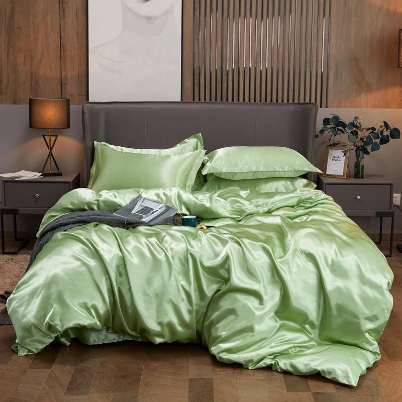 Luxury Rayon Bedding Set Solid Color Luxury Bedding Kit Satin Duvet Cover Set Bed Set Pour Lit Double,Queen,King,2pcs/3pcs/4pcs