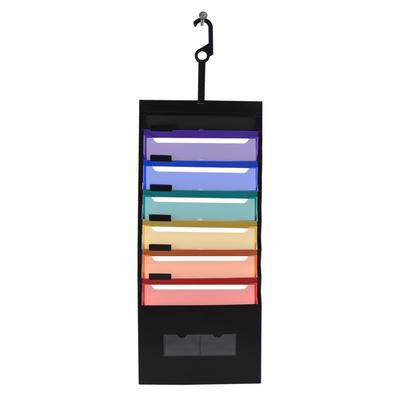 6 Pockets Hanging File Folder Accordian File Organizer A4 Size Wall Organizer Rainbow Color for