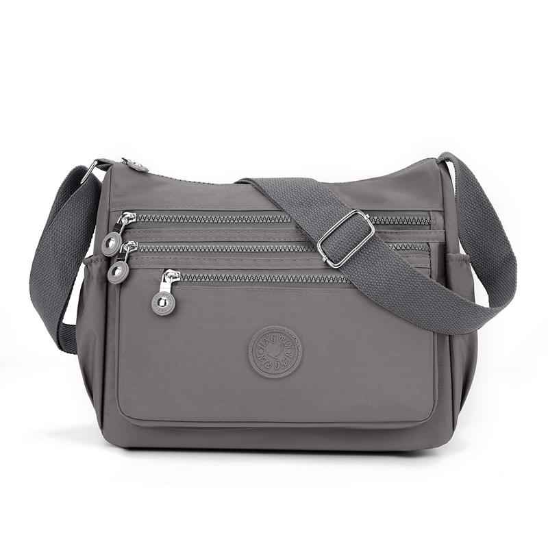Borsa a tracolla da donna semplice in nylon con tasche multiple, impermeabile, per uscite casual e viaggi