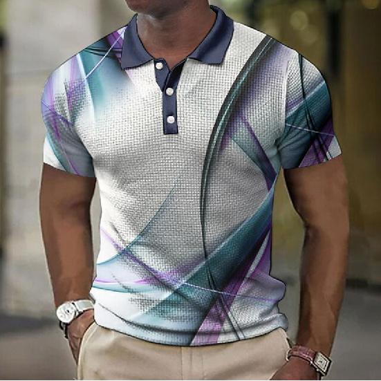 Men's short-sleeve striped polo shirt, versatile for everyday casual wear