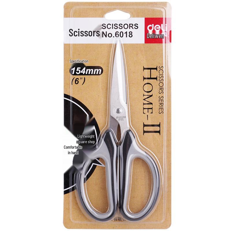 Deli 6018 Exquisite Stainless Steel 154mm Scissors for Household, Office, and Art Paper Cutting