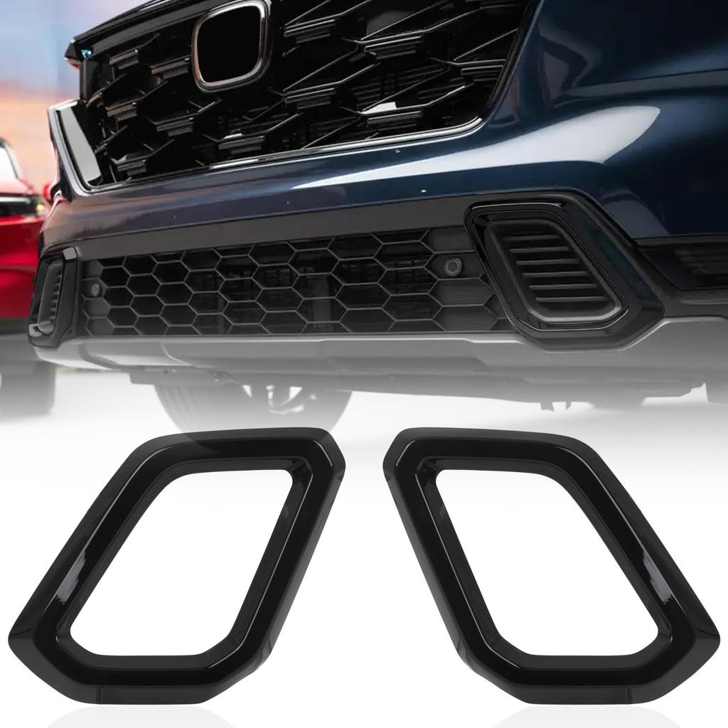 for Honda CRV CR-V Sport Touring Hybrid 2023 2024 2025 2026 Car Accessories ABS Front Bottom Bumper Lid Cover Strip Trim 2PCS (Carbon Fiber Grain)