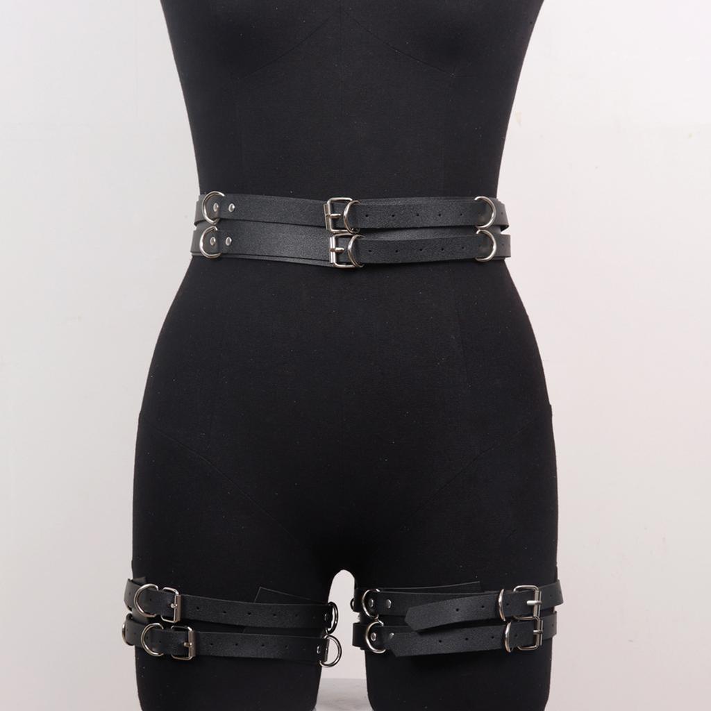 Damen Sexy Trend Punk Gürtel Lässig Wild Leder Taille zu Bein Gürtel Bondage Bein Harness Gothic Strumpfband Gürtel Bekleidungszubehör