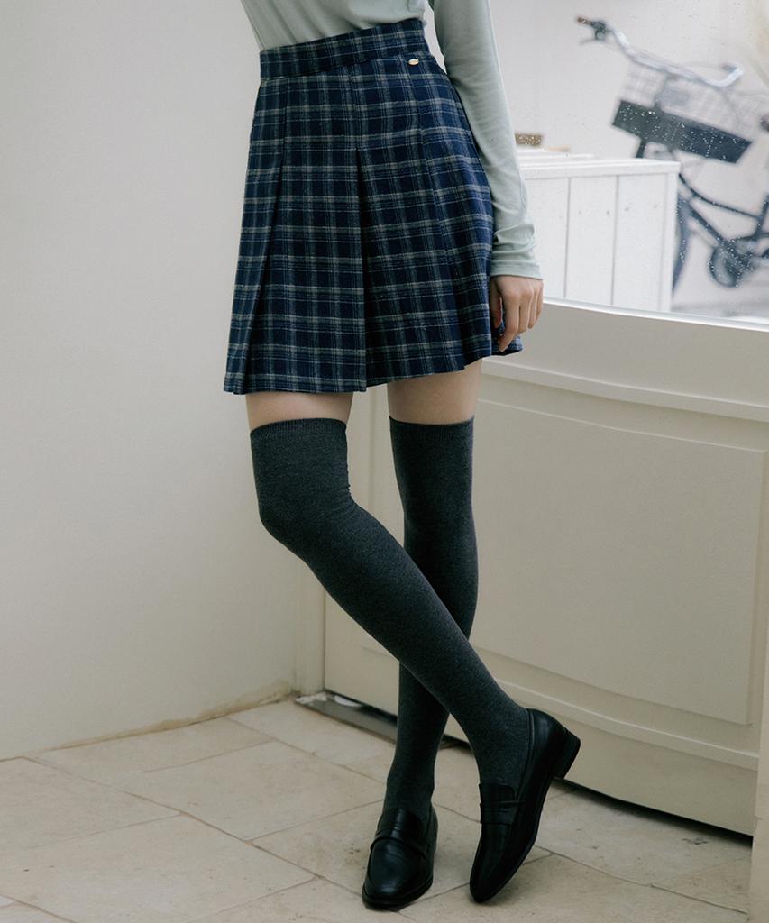 Riorg Eot Checkered Pleats Mini Skirt Indigo
