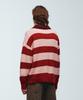 KNITTED Open Collar Striped Knit Red