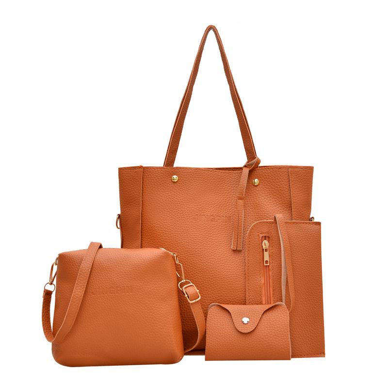 2025 Lychee Grain Four-Piece Women's Handbag Set: Chic, Versatile, and Spacious for European and American Styles