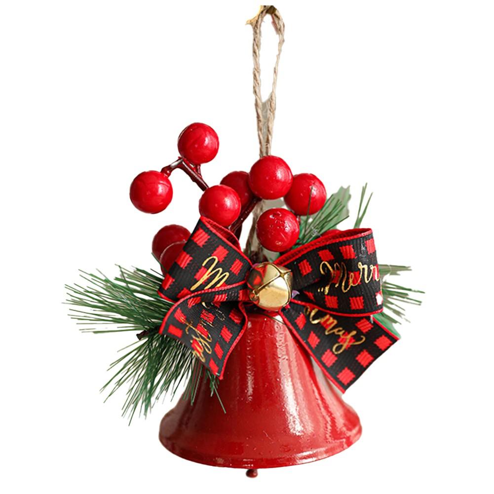 Metal Red Jingle Bell Hanging Bowknot Pendant for Christmas Tree Decoration