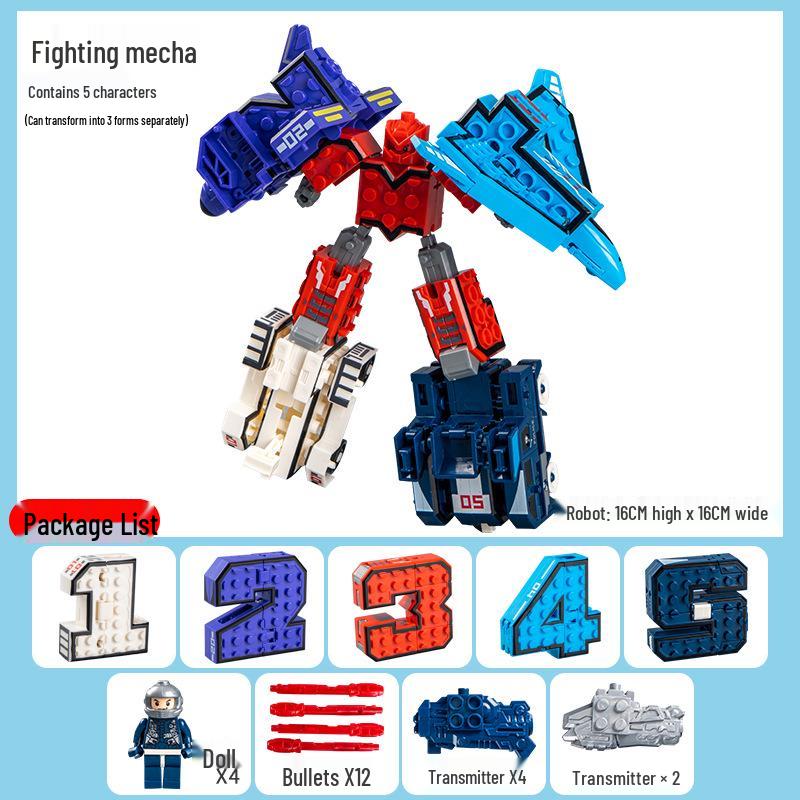 Number Transforming Robot Toy Set for Kids: 0-9 Educational Assembly for Elementary Students