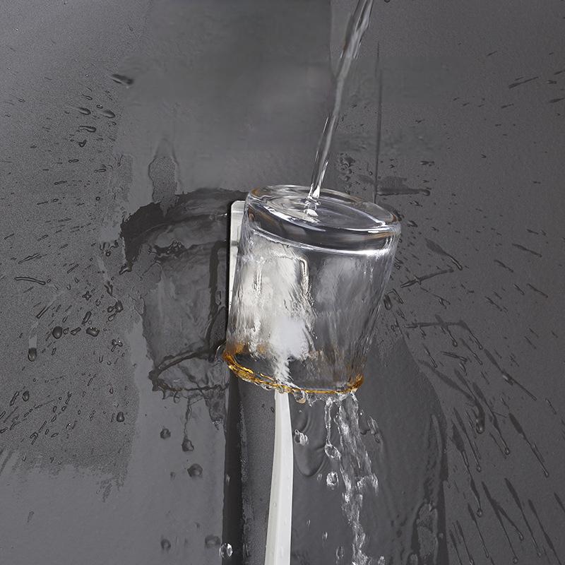 Stainless Steel Toothbrush Holder Wall Mounted Adhesive Toothbrush Cup Holder Space Saving Home Organizer