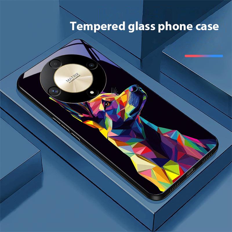 

Geometric Animal Dog For Honor Magic 6 50 70 90 Lite X7b 200 Pro Nova 10 Nova 5T X6 P30 Pura 70 Ultra Tempered Glass Phone Case For Pura 70 Ultra