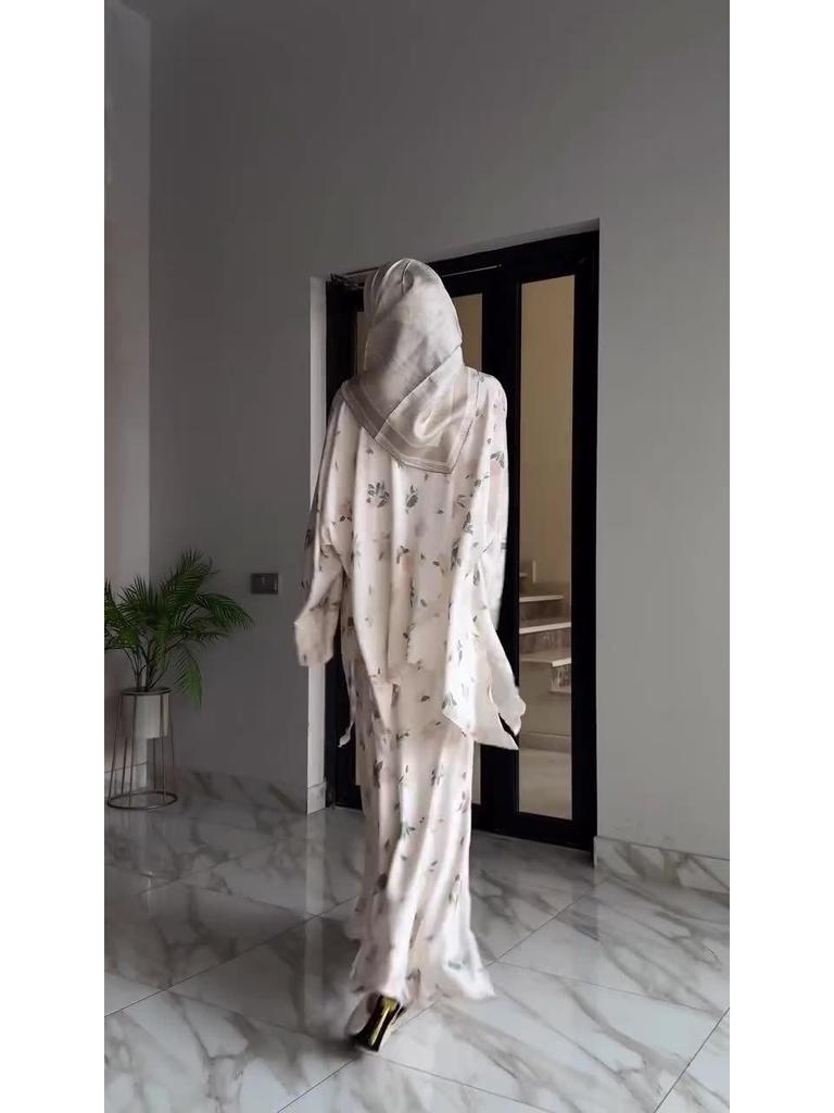 Women's Casual Printed Long Robe Dress Set - European American Spring/Summer 2025 Collection