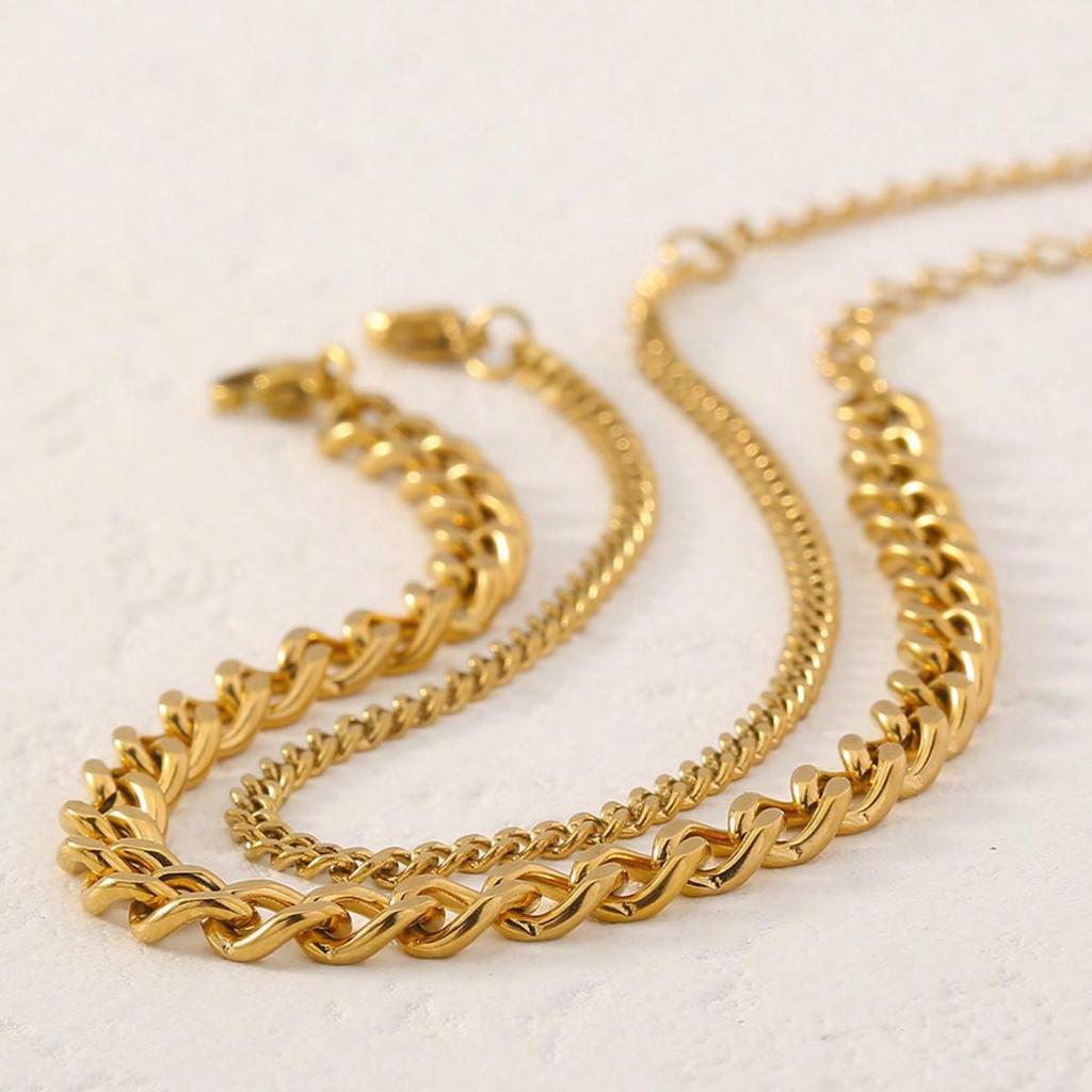 European-American Exaggerated Alloy Cuban Chain Multi-layer Anklet, Niche Design, Women's Simple Style.