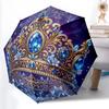 1pc Sturdy 8-Bone Auto Umbrella, Crown Umbrella, Digital Printed, Foldable Umbrella for On-the-Go Outdoor Use