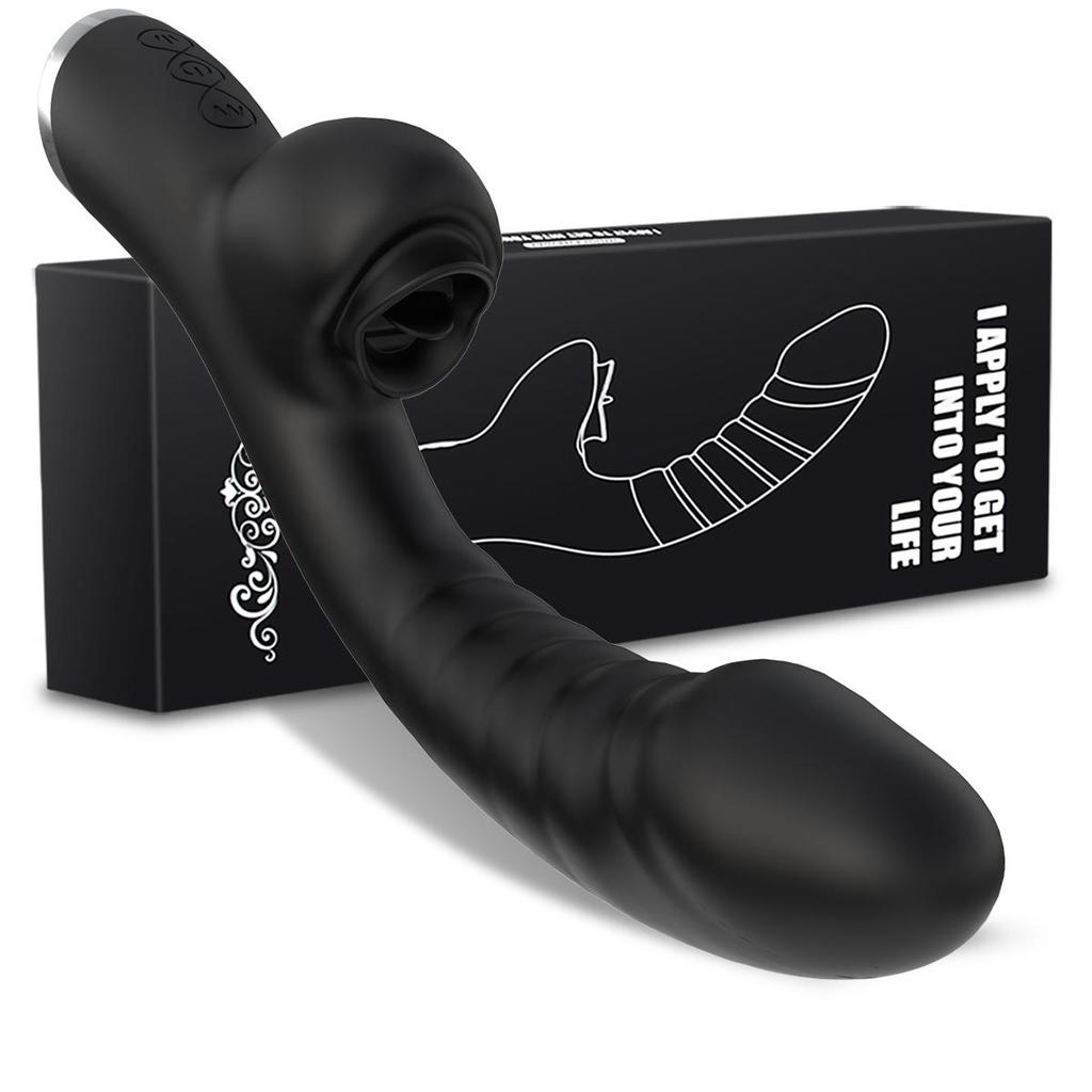 Vibrator pentru femei 2 în 1 Mașină de lins Stimulator de clitoris G-Spot Puternic vibrator Dildo Baghetă Femeie Clitoris Sucker Jucării sexuale pentru adulți