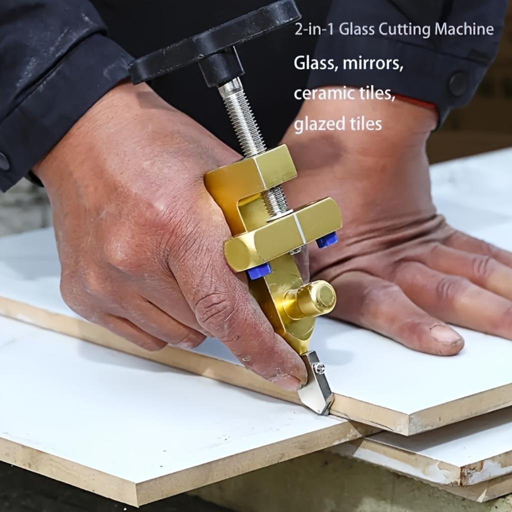 2 In 1 Manual Glass Ceramic Cutter With Precision Diamond Blade, Ergonomic Handle, Safety Lock, Extra Blades And Tips For DIY Tile Installation Work