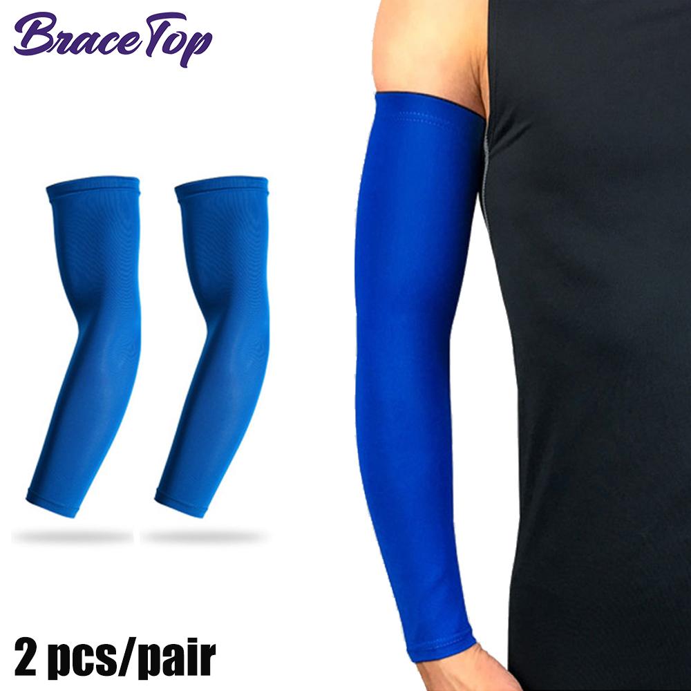 Bracetop 1 Pair Breathable Quick Dry UV Protection Running Arm Sleeves Basketball Sports Arm Guards