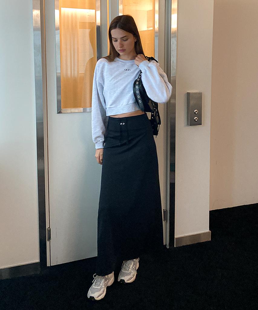 INJIACTIVE Logo Jersey Maxi Skirt Black