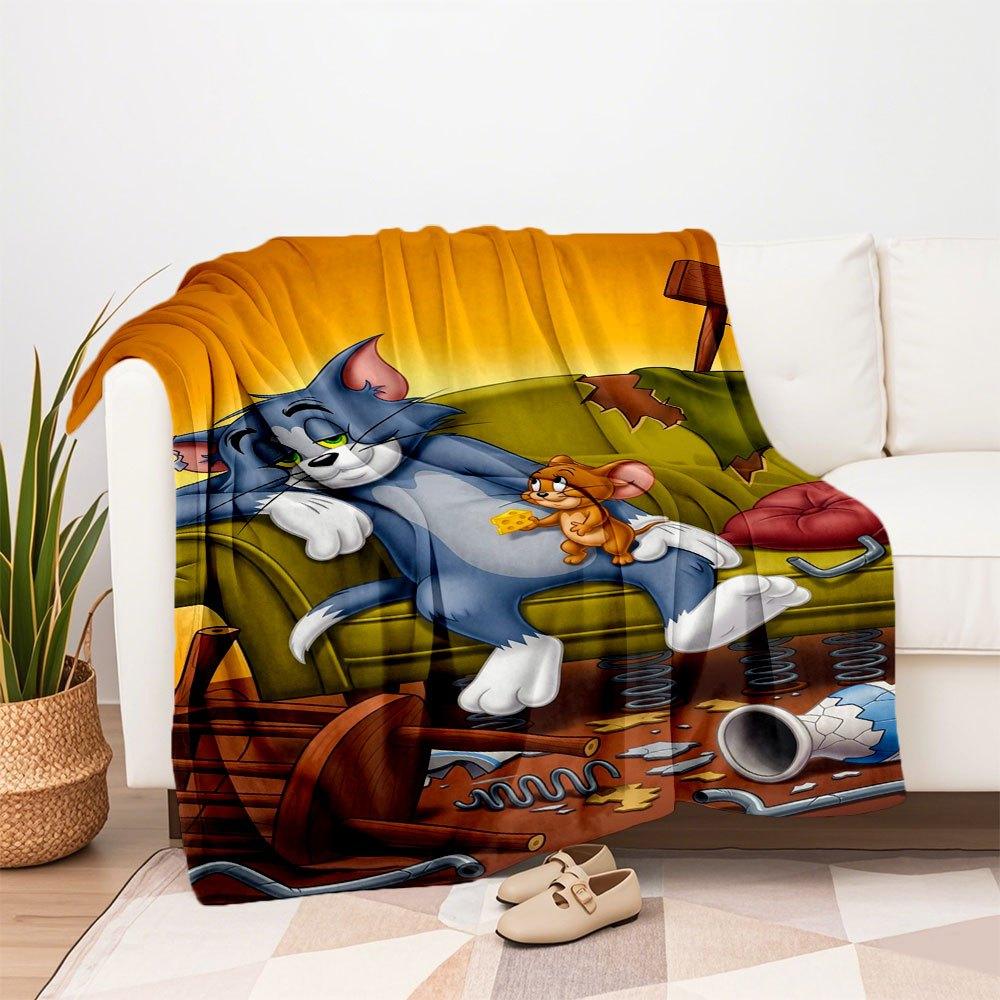 Tom & Jerry Kids Room Decor PosterBlanket Flannel Throw Blanket for Sofa, Bed, Travel, Camping, Office
