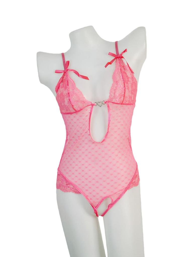 Lace Crotchless Bodysuit - French Flirty See-through Lingerie