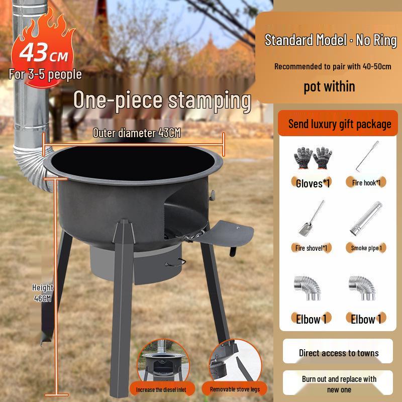 Portable Outdoor Firewood Stove for Camp Cooking and Tea Brewing