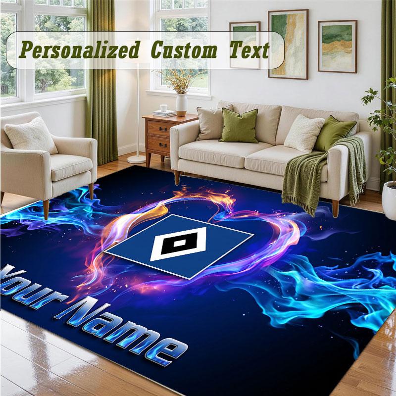 Crystal Velvet Square Rug Custom NameHamburger SV Pattern Non Slip Home Floor Decor Rug