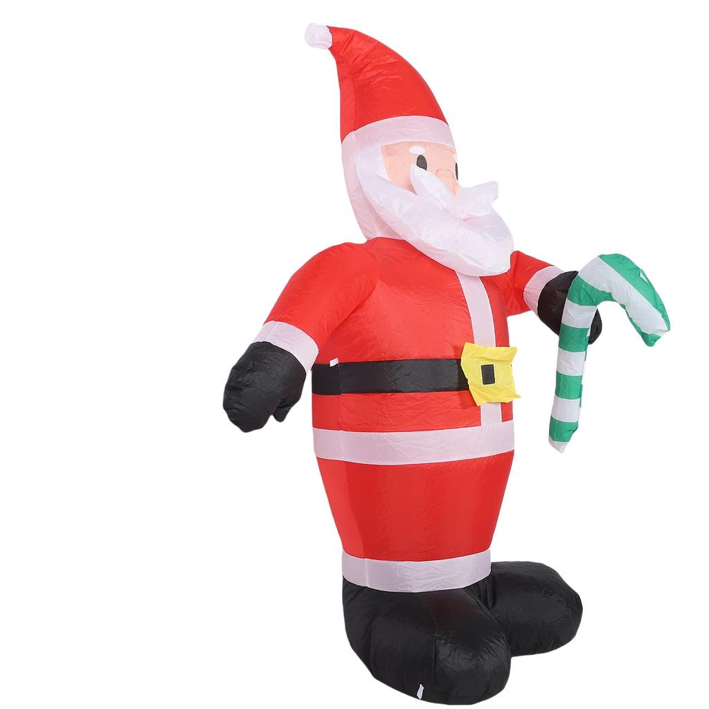 3,9 stopy Nadmuchiwany Święty Mikołaj z laską cukrową Wodoodporny Poliester 190T Podświetlany LED Nadmuchiwana Dekoracja Świąteczna na Podwórko dla