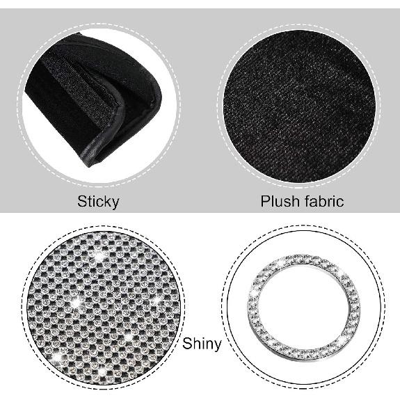 Tallew 5 Pack Bling Seat Belt Covers Rhinestones Car Seat Belt Strap Shoulder Pad for Women with Crystal Diamond Soft Rhinestone Start Button