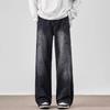 Spring Men's Vintage Multi-Pocket Cargo Jeans Vintage Distressed Baggy Denim Pants High Street Straight Wide Leg Jean