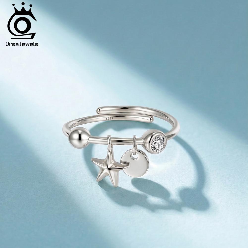 ORSA JEWELS 925 Sterling Silver Starfish Ring for Women Ocean Jewelry Collection Gorgeous Finger Rings Jewelry Gift APR47