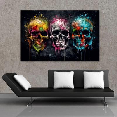 Skull Canvas Wall Art, Canvas Paintings, For Bedroom Office Living Room Wall Decor, Halloween Home Decoration