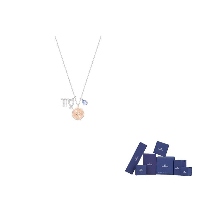 Swarovski Zodiac Chrome plated Necklaces Womens Pink F-Original brand box