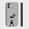 Animal Bunny For IPhone 17 Air 16 15 14 13 12 11 Pro Black Soft Cover Phone Case