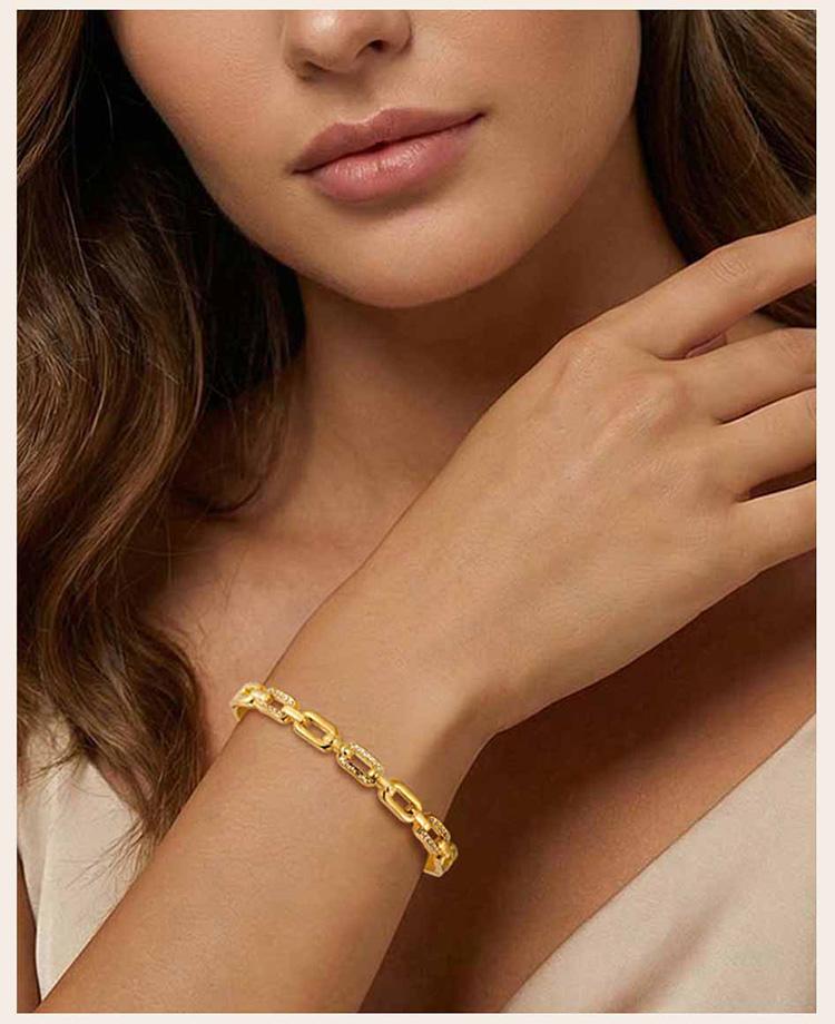 Zircon Stainless Steel Bangle Bracelet for Women, Elegant Stack Hand Wrist Sparkling Crystal Inlay, Non Tarnish Jewelry
