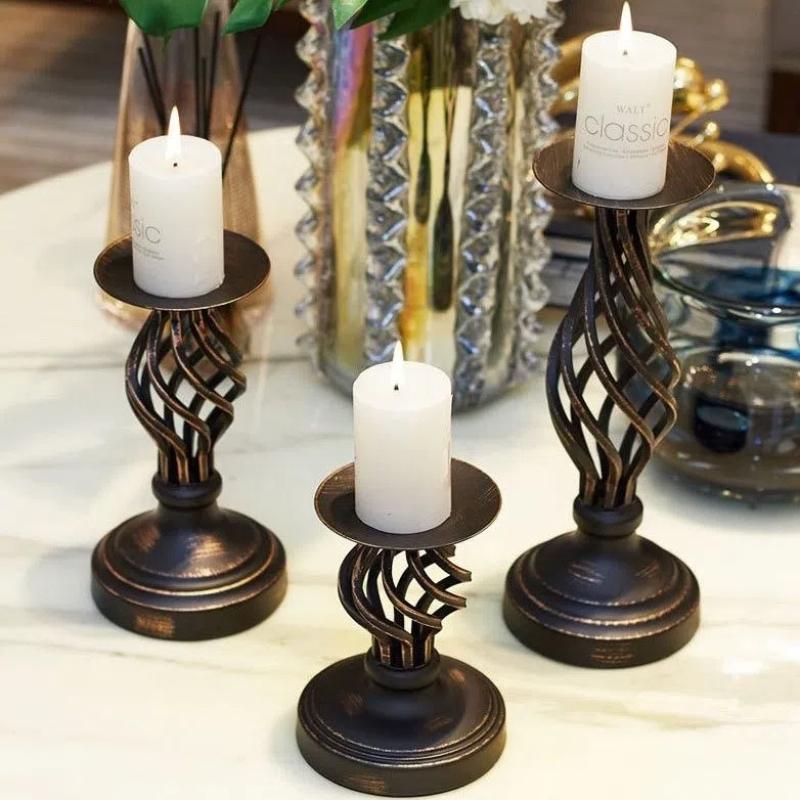 Candelabro Europeo de Metal Negro – Elegante Candelabro de Hierro para Bodas y Fiestas