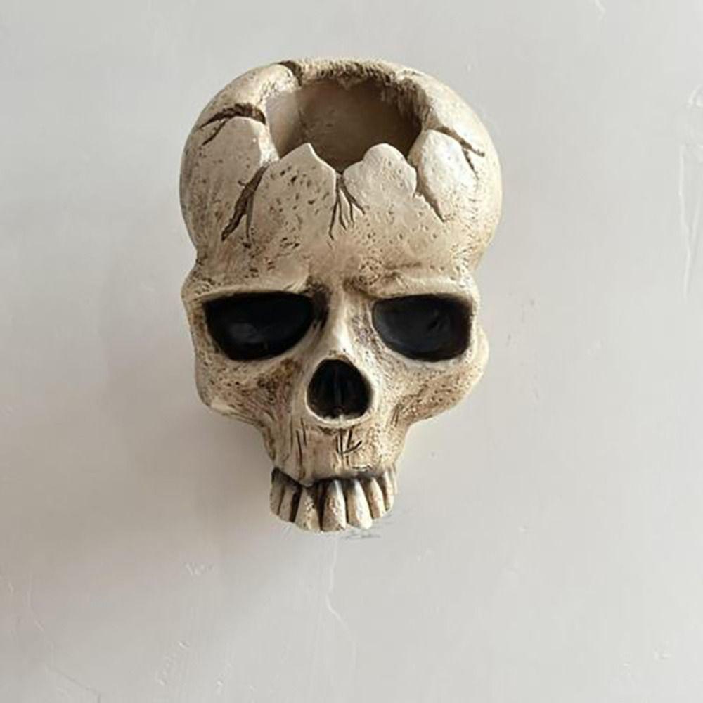 Gothic Skull Head Candlestick Scary Skull Head Wall Lamp Halloween Skull Head Candle Holder  Home