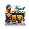 Animated Christmas Village Police Station Lighted Musical with Moving Car & Rotating Helicopter Collectible Building for Holiday
