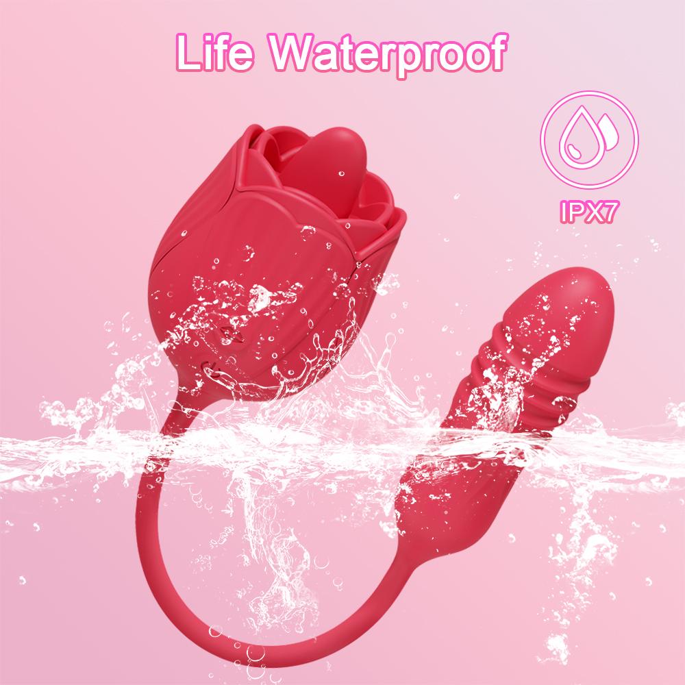 Rose-Toy Dildo Thrusting Vibrator for Women Egg Clitoris Sucker Stimulator Tongue Licking Adults Goods Sucking Sex Toys Female