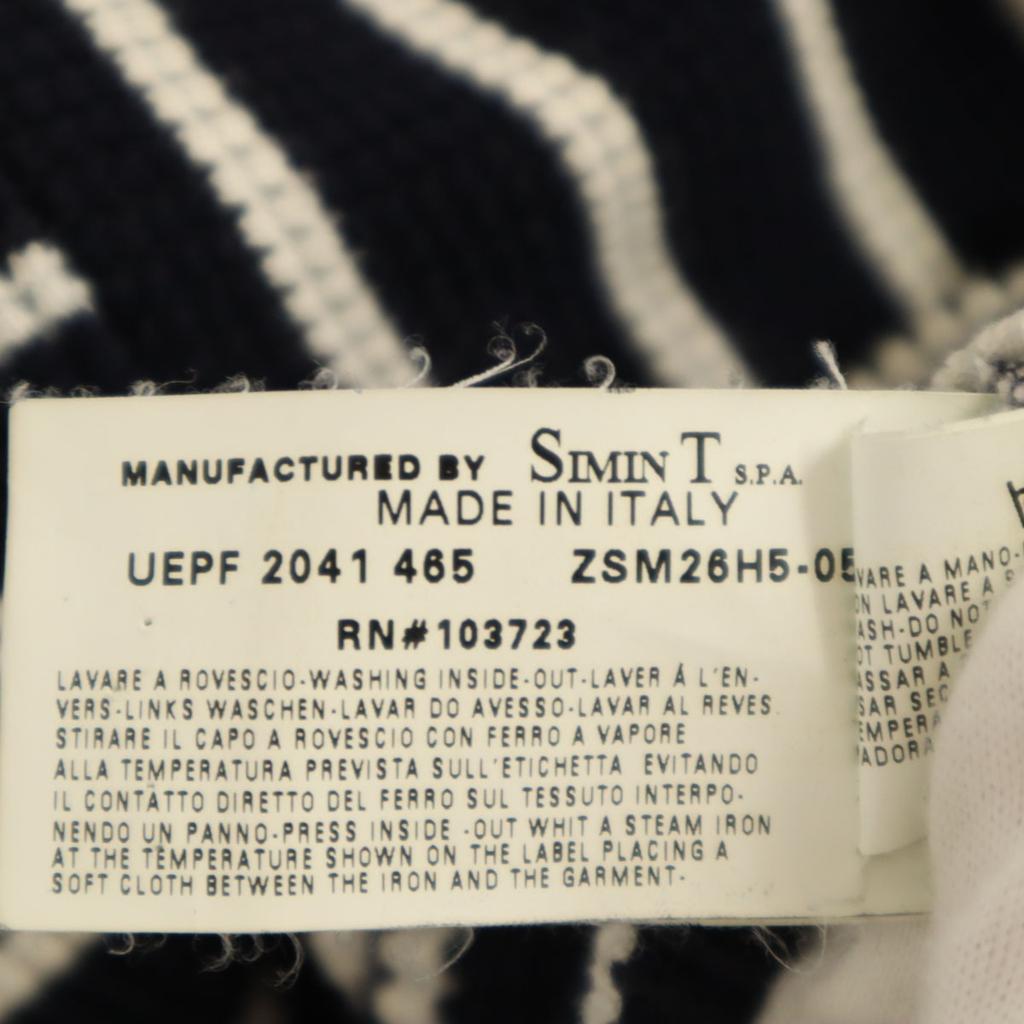 Emporio Armani Made In Italy Border Pattern Long Sleeve Knit M Navy Men's Used