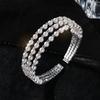 Strass Perlen Mehrschichtige Armbandkette Kralle Diamantarmband Offen Voll Diamant Elastisches Armband