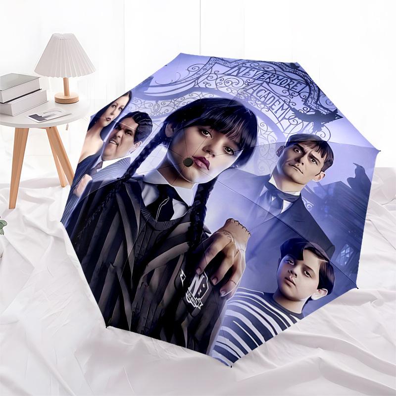Nevermore Academy, Addams Family- Automatic Opening and Closing, 8-rib Structure Portable Umbrella, Suitable for Men and Women in All Season