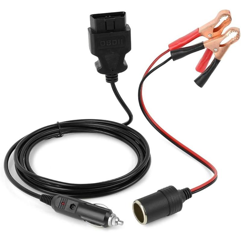 Connettore Salva Memoria OBD2 Alimentatore di Emergenza 12V per Veicolo Cavo di Estensione Diagnostico con Due Pinze a Coccodrillo
