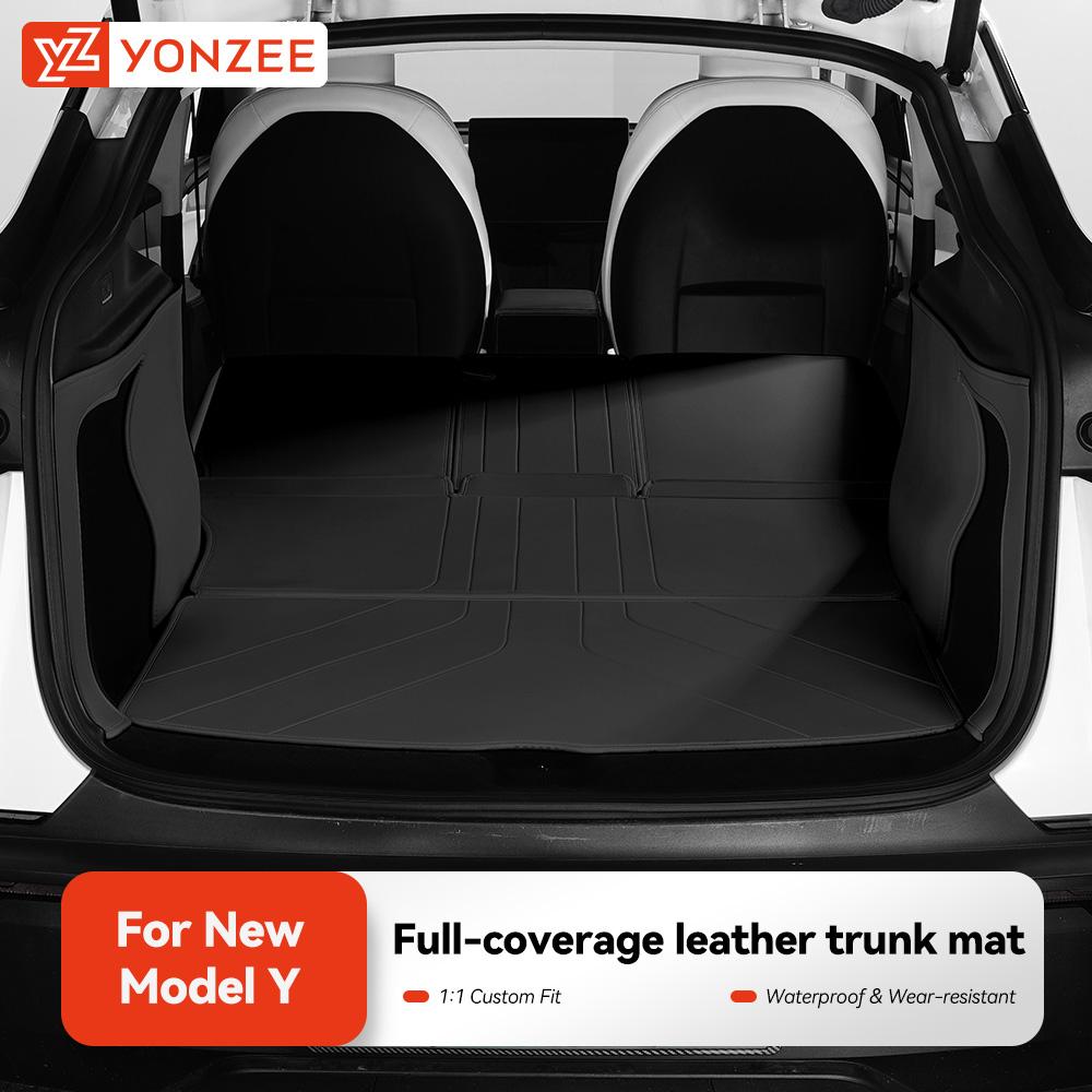 YZ For Tesla Model Y Trunk Mat Juniper 2025 2026 Full Coverage Leather Trunk Mat Cargo Liner Car Rear Boot Protection Accessorie